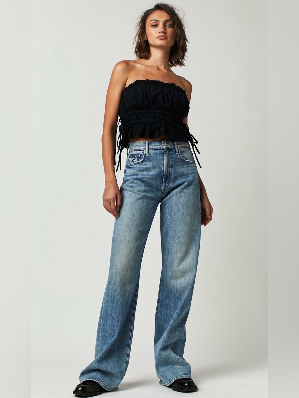 MOTHER Superior The Lasso Heel in Made in the Dark Wide Leg High Sz 29 Inseam 34